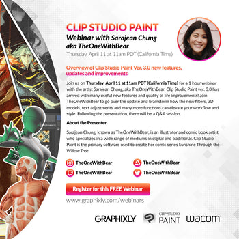 UPCOMING WEBINAR – Overview of Clip Studio Paint Ver. 3.0 new features, updates and improvements with Sarajean Chung