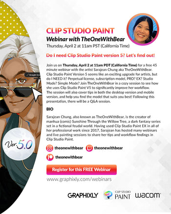 Webinar – Do I need Clip Studio Paint version 5? Let's find out! With TheOneWithBear