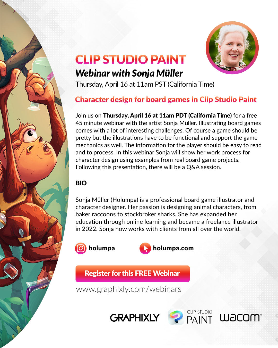 Webinar – Character design for board games in Clip Studio Paint with Sonja Müller