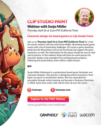 Webinar – Character design for board games in Clip Studio Paint with Sonja Müller
