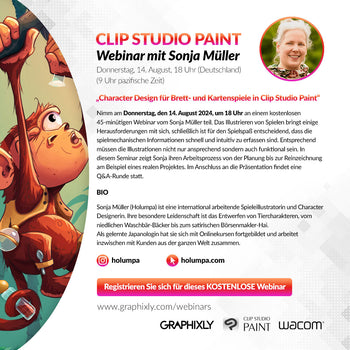Webinar (Deutsch) - „Character Design für Brett- und Kartenspiele in Clip Studio Paint“ mit Sonja Müller