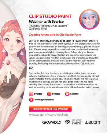 Webinar – Creating Anime girls in Clip Studio Paint with Syertse