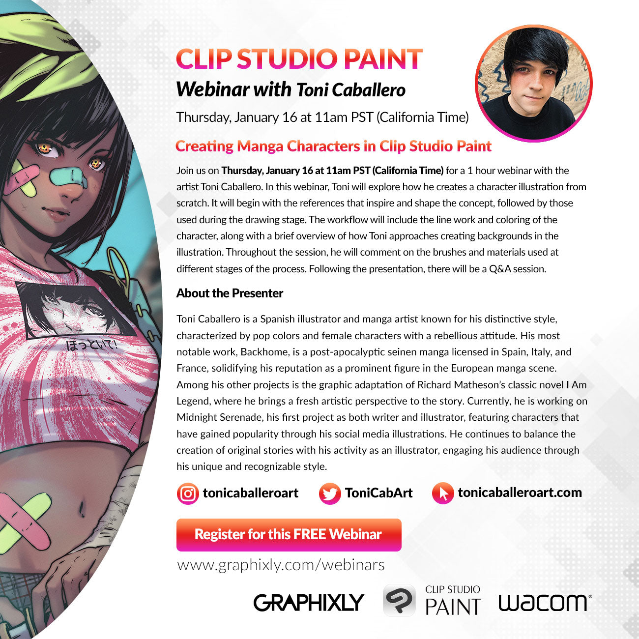 WEBINAR – Creating Manga Characters in Clip Studio Paint presented by Toni Caballero