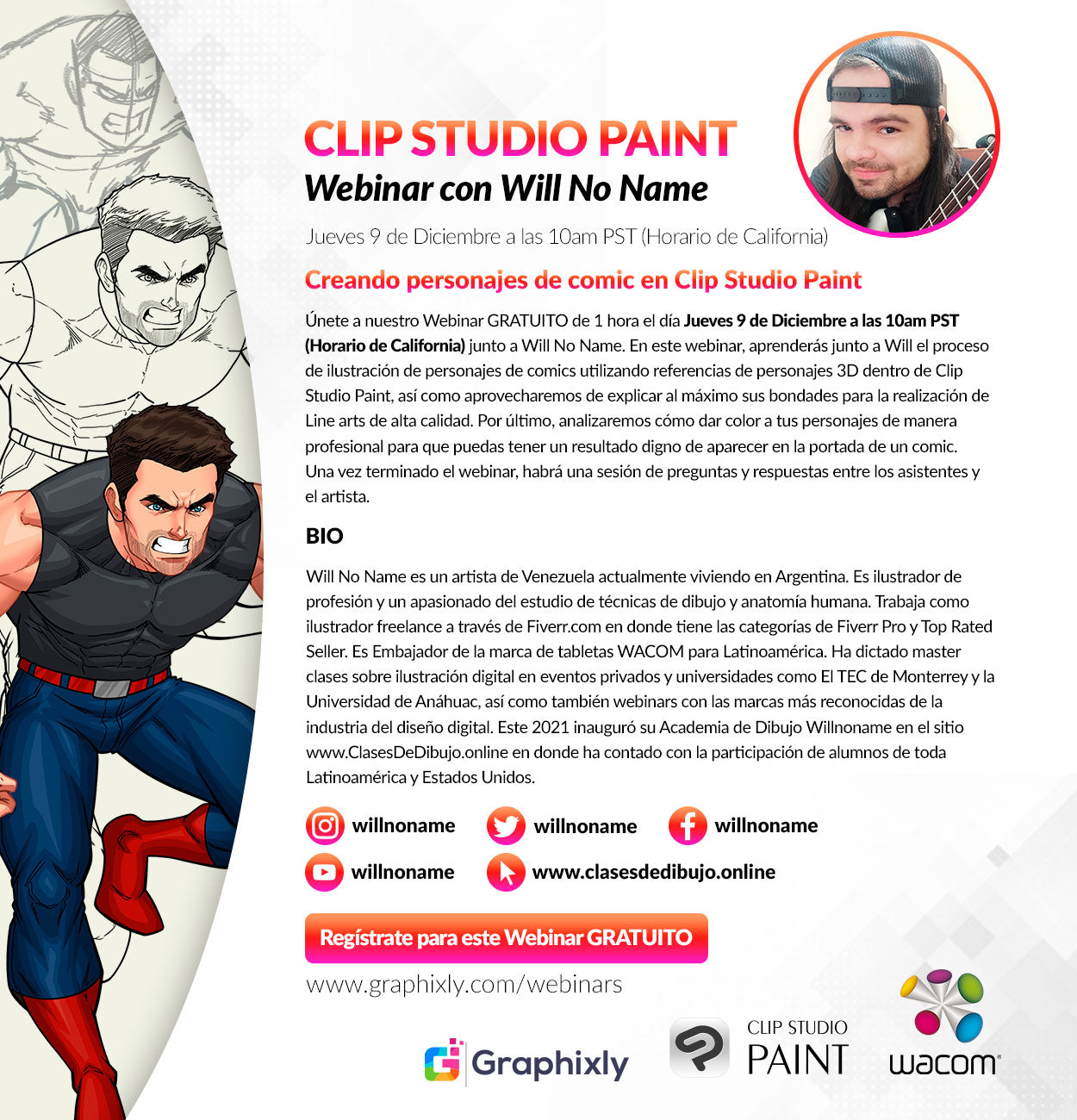 Webinar en español - Creando personajes de comic en Clip Studio Paint con Will No Name