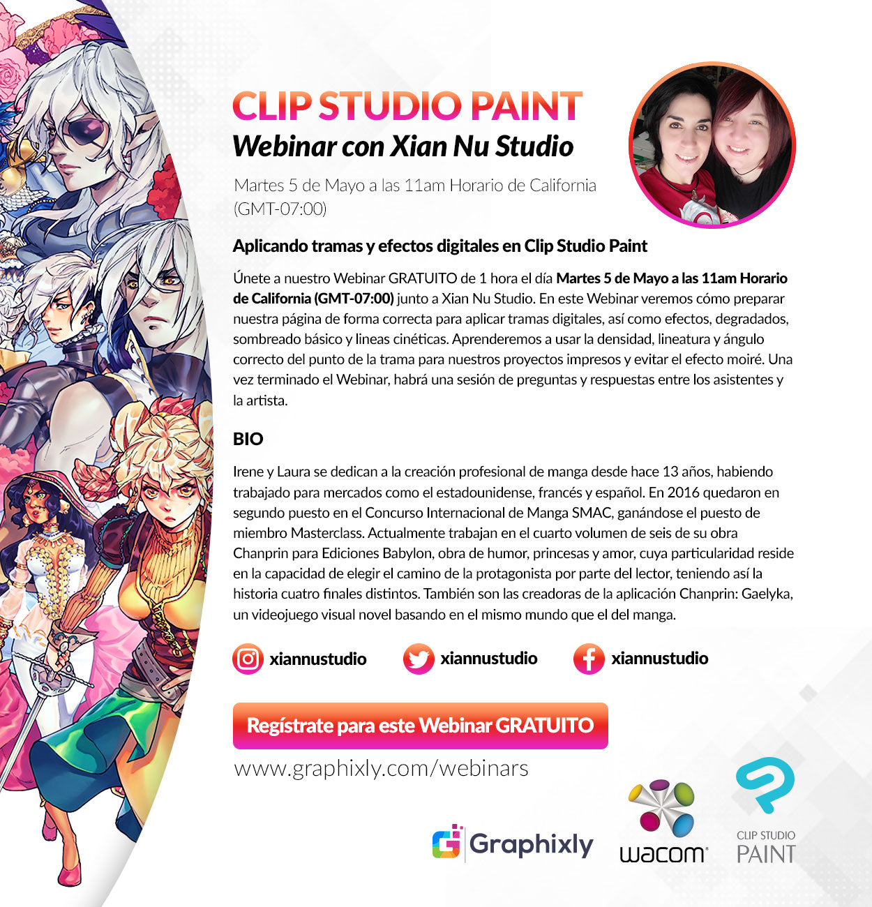 Webinar en español - Aplicando tramas y efectos digitales en Clip Studio Paint con Xian Nu Studio